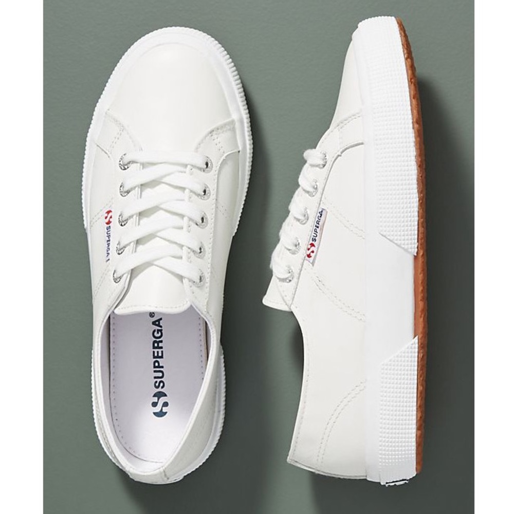 Superga White Leather Low-Top Sneakers 9.5 W 41 EU